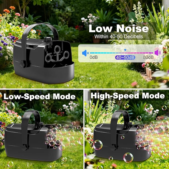 Bubble Machine Durable Automatic Bubble Blower, 18000+ Big Bubbles Per Minute Bubbles for Kids Toddlers Bubble Maker Operated by Plugin or Batteries Bubble Toys for Indoor Outdoor Birthday Party