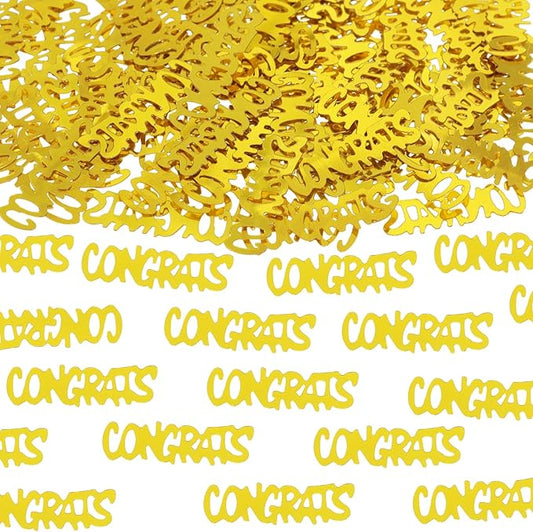 ONLYKXY 15gram Glitter Table Confetti Decor Scatter Bless Confetti Grad Party Decor for Congrats College Graduation Birthday Wedding Party Chocolate Favor Envelope Decal (Gold CONGRATS)