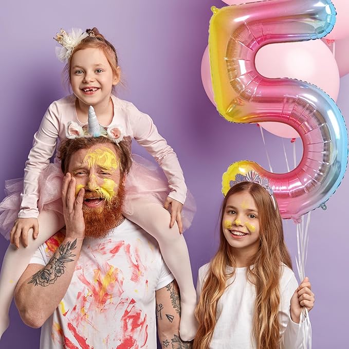 40 Inch Number Balloons 0-9 Rainbow Gradient Large Number 2 Balloons, Digital Balloons for Birthday Party Celebration Decorations, Helium Foil Number Balloons for Wedding Anniversary