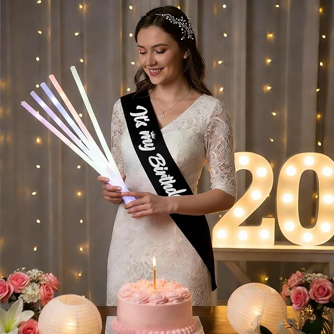 It's My Birthday Sash Black with Glitter Silver Letters Happy Birthday Sash for Women Men Boy Girl Bday Gift Ideas Party Favors