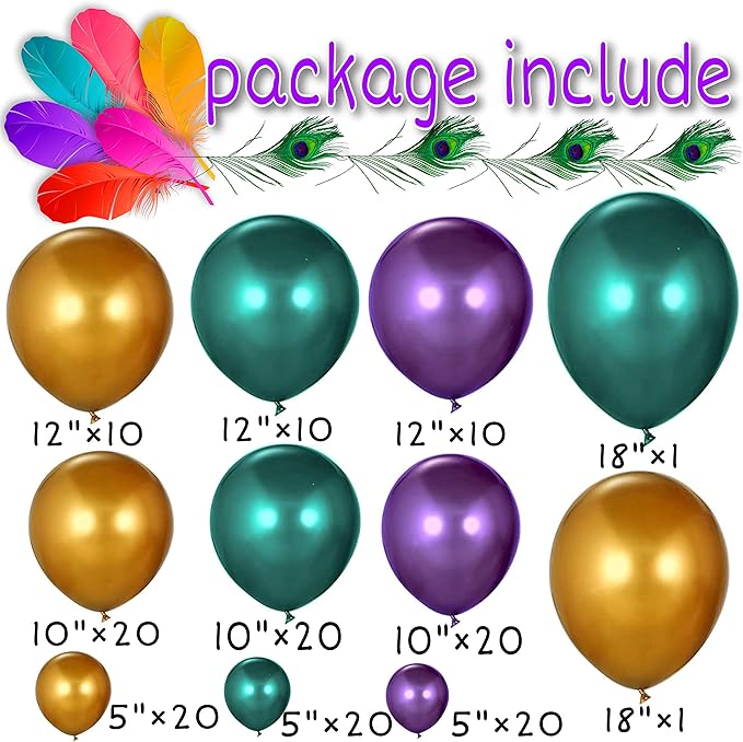 Mardi Gras Balloons Arch Garland Kit-Large mask balloon,Tail Moon Balloons and Purple Green Gold Balloons,Balloon Tie Tool,Balloon Strip Tape,Adhesive Dots for Carnival Birthday Party Supplies