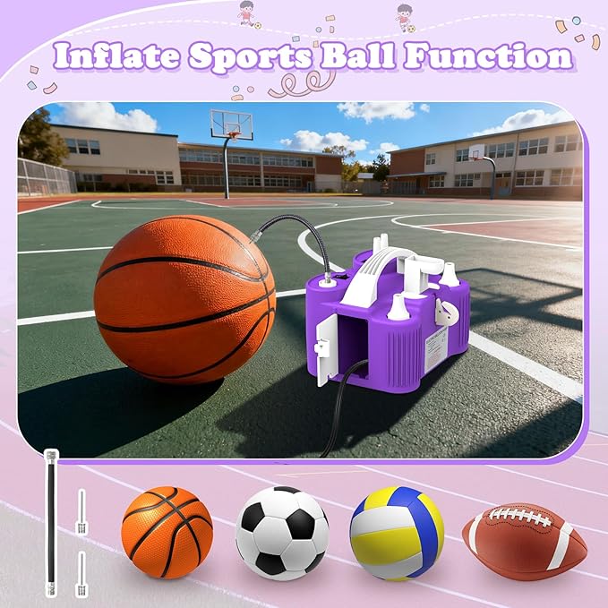 AXHJ Electric Balloon Pump, Portable Electric Air Balloon Pump Dual Nozzle Air Blower Pump, Balloon Inflator for Party Decorations