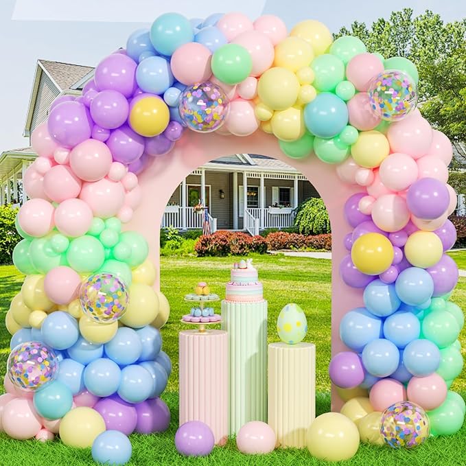 Pastel Balloon Garland Kit 168Pcs, Pastel Rainbow Balloon Arch Kit with Bunny Foil, Spring Colorful Balloon for Spring Easter Baby Shower Birthday Party Decorations