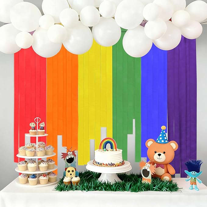 Oubest 12 Rolls Rainbow and Pastel Crepe Paper Streamers Party Decorations, 2.2 Inch Wide Colorful Party Streamers for Birthday, Baby Shower, Wedding, Halloween, Christmas Decorations, DIY Crafts