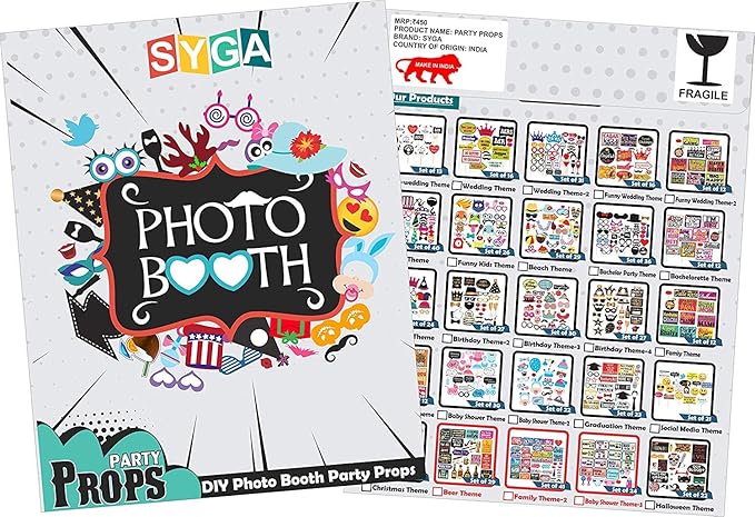 Syga Party Props Props Craft Party Item, Multi Colour (Set of 40)