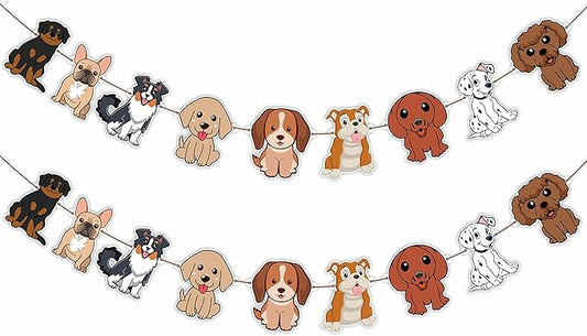 Pupy Dog Garland – Cute Dog Theme Birthday Decorations – Cartoon Pupy Garland for Birthday Parties, Pet-Themed Celebrations, School Events, Family Gatherings, and Photo Booth Backdrops