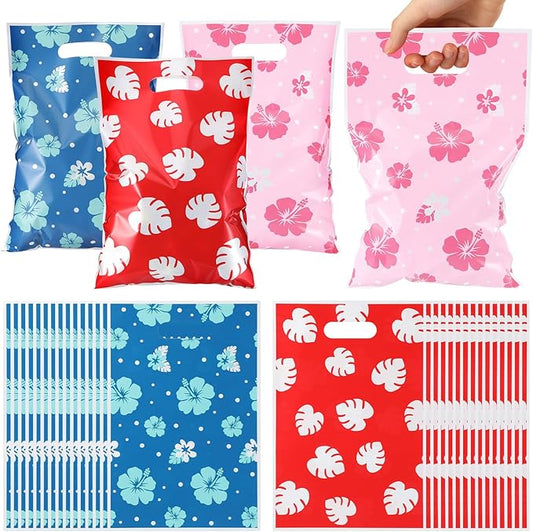 Eccliy 30 Pcs Hawaiian Party Favor Bags Cartoon Luau Goodie Bags Candy Gift with Handle for Animation Theme Part Decoration