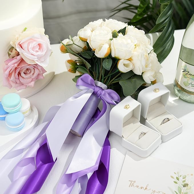 MAYREEL 1.5 Inch Purple Satin Ribbon Lilac Lavender for Gift Wrapping Flower Bouquet Wedding Bridal Shower Crafts 5 Rolls 5 Yards Each Color Total 25 Yards