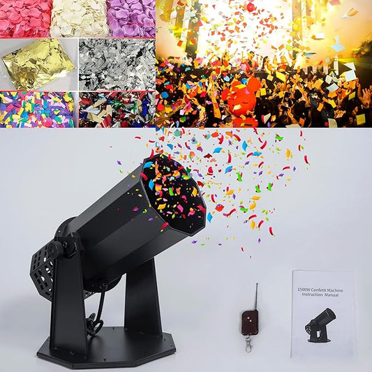 Electric Confetti Launcher Confetti Tubes Confetti Shooter with Wireless Remote for DJ Party Nightclub Wedding Stage Concert Event Show 1500W High-Power Fan, 8-10 Meters Blowing Height