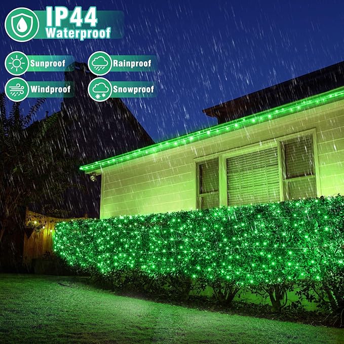 66FT 200 LED Outdoor String Lights, Plug in Christmas Lights Indoor Waterproof with 8 Modes, Connectable Clear Wire Fairy Twinkle Lights for Outside Home Patio Yard Party Holiday Decorations, Green