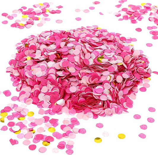 Bewudy 8000pcs Tissue Confetti Dots Table, Pink Party Confetti for Birthday Graduation Wedding Toss Groovy Fall Autumn Party