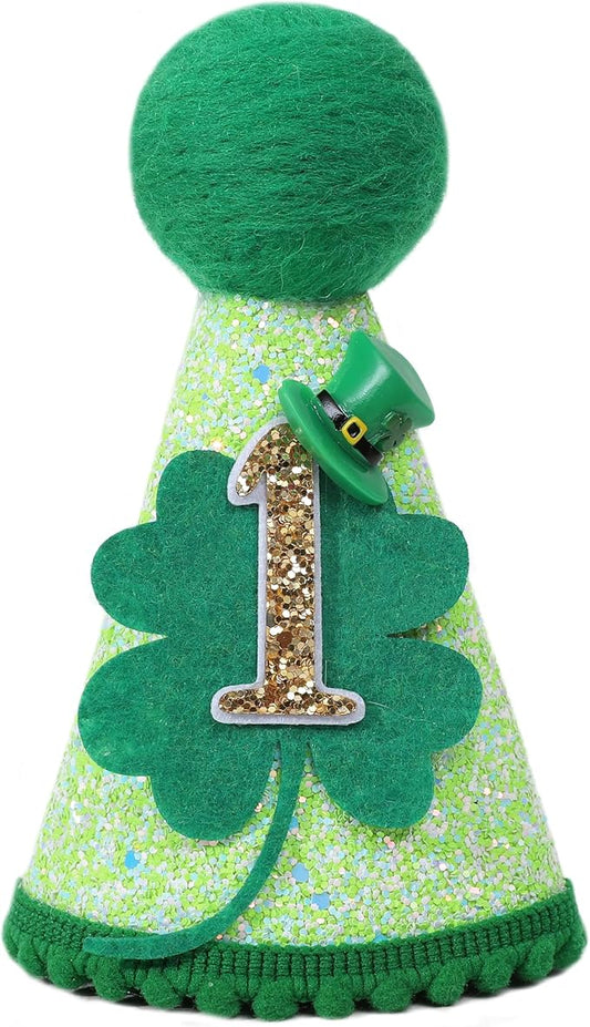 St Patrick's Day 1st Birthday Hat - Boys Girls First Birthday Party Decorations,Green Shamrock Birthday Crown Outfit