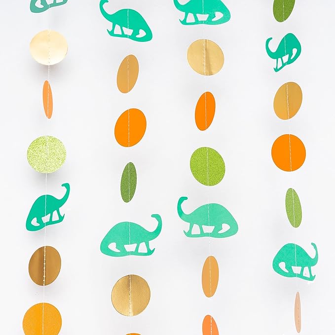 Cheerland Dino Party Decorations Green Tinsel Foil Fringe Curtain Dinosaur 1st Birthday Party Photo Backdrop Jurassic Themed Garland Streamers Banner Baby Shower Hanging Entrance Door Decor Supplies