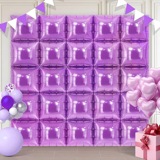 Light Purple Square Foil Balloons 25 Pcs Metallic Light Purple Balloons Wall Backdrop for New Year Graduation Birthday Bridal Shower Party Arch Backdrop Decorations