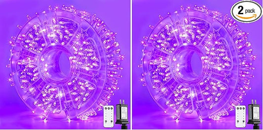 JMEXSUSS 400 LED Purple Christmas Lights Indoor Outdoor, 132 ft String Lights Plug in with Remote, 8 Modes Purple Christmas Tree Lights for Garden Patio Party Christmas Decoration (Pack of 2)
