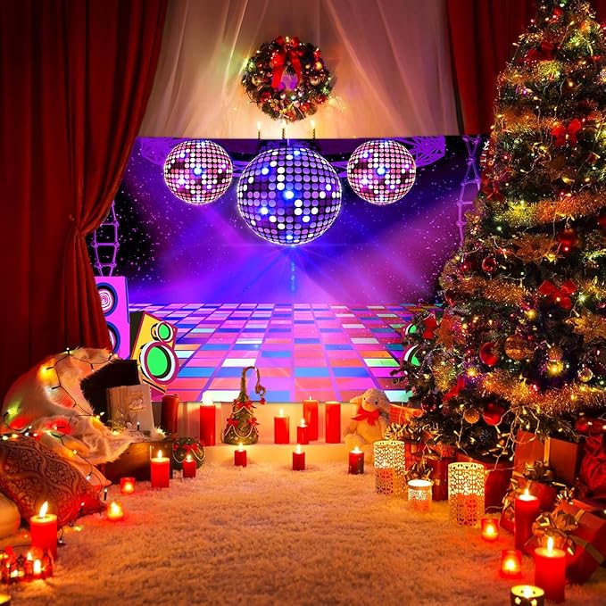 Dance Party Backdrop Retro 80s 90s Theme Stage Dance Ball Music Birthday Party Decoration DJ Photography Background 5X3 ft for Baby Shower Picture Photo Shoot Polyester Fabric, Green