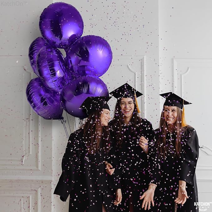 Katchon, Metallic Purple Mylar Balloons - 18 Inch, Pack Of 6 | Purple Foil Balloons for Halloween Decorations | Foil Balloon for Graduation Decorations 2026 | Unicorn, Mermaid Party Decorations