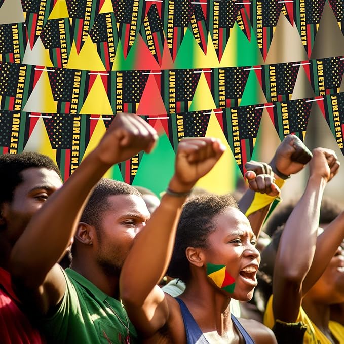 5 Pcs Juneteenth Paper Banners June 19th Paper Banners for African American Festival Celebration Supplies Outdoor Decorations