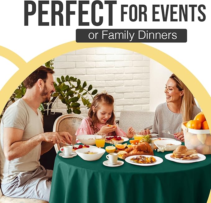 Exquisite 66% Thicker Premium Dark Green Round Tablecloth 0.5 Mil 24 Pack Plastic Table Cloth Disposable 84 Inch Round Plastic Tablecloth Won't Tear Easily Like Cheap Thin Brands