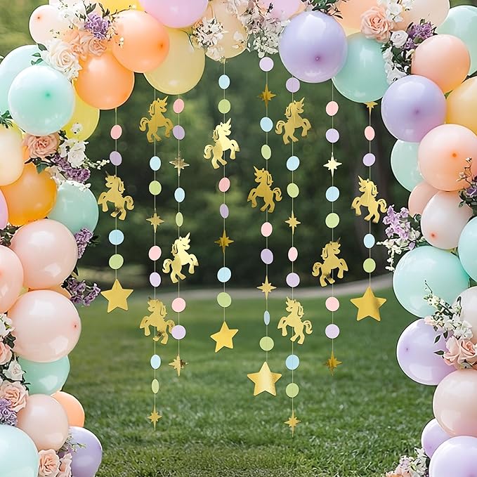 Cheerland Unicorn Garland Unicorn Party Decorations Rainbow Unicorn Birthday Decorations Magical Unicorn Streamers Pastel Girl First Bday Baby Shower Banner Hanging Wall Toddler Party Decoration 4pcs