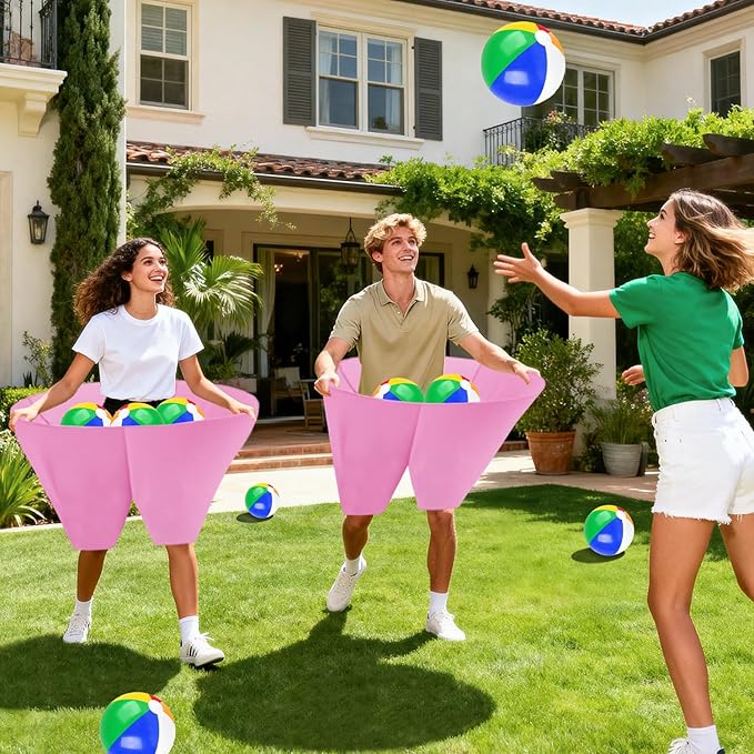 Granny Pants Game with Bouncy Balls and 1 Air Pump (Random Colors), Granny Pants Outdoor Game Baby Shower Funny Party Game for Adults & Families, Big Pants Ball Game Granny Pants Yard Game