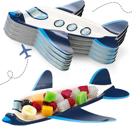 meekoo 48 Pcs Airplane Party Paper Plates Airplane Theme Party Decorations for Dinner Dessert Picnic Birthday Wedding