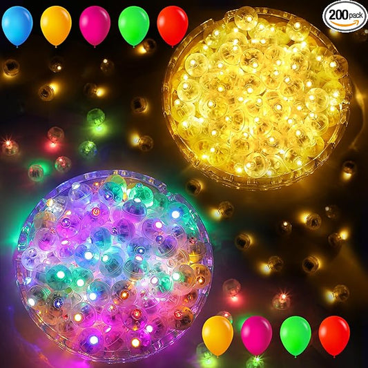 AIKEI 200pcs LED Balloon Lights,Mini Balls Lights,Long Standby Time Party Lamps,Waterproof for Paper Lantern,Easter Eggs Decor, Halloween Wedding Birthday Party Decoration (Warm+Colorful, 200pcs)