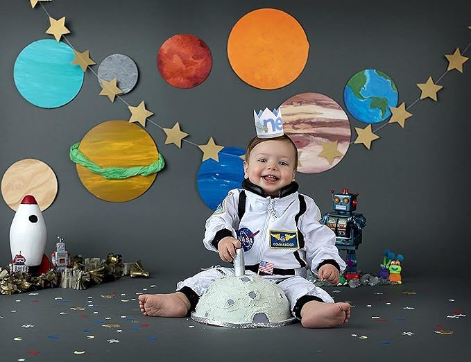 WAOUH The First Birthday Crown Orbiting the Sun - Outer Space Theme, Rocket Hat, Planet Crown for Birthday