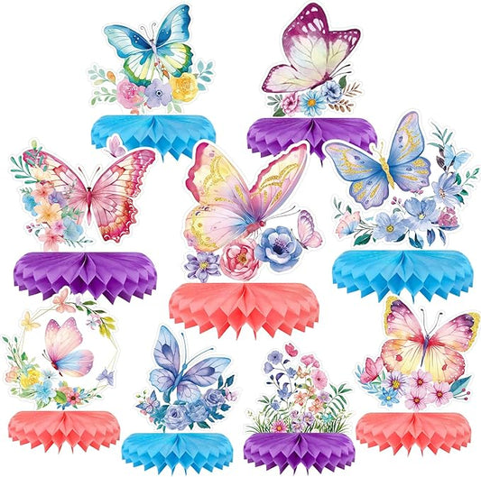 9-Piece Butterfly Table Centerpieces Set Honeycomb Spring Birthday Party Decorations Butterfly Theme Decor for Birthday Baby Shower