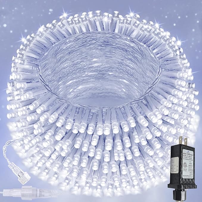 Connectable 200 LED String Lights Indoor Outdoor, 66FT Cool White Christmas Lights Waterproof, 13 Modes with Timer, Twinkle Fairy Lights Plug in Clear Wire for Christmas Tree, Bedroom, Classroom Decor
