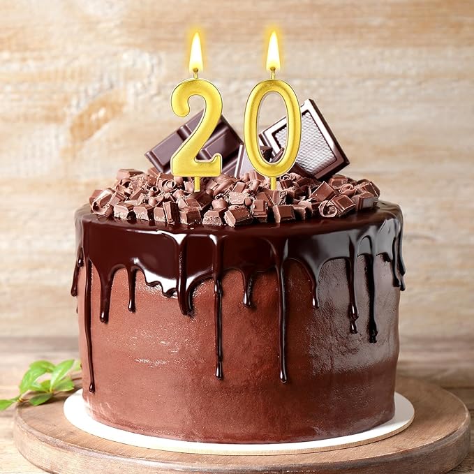 32 Pieces Number Birthday Candles Gold Cake Candles Number 0-9 Cake Decoration for Birthday Ten-Year Milestone Anniversary Wedding Party Celebration (Gold)