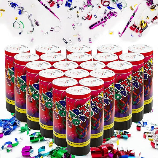 20 PCS Party Confetti Poppers Cannons for Wedding Birthday Graduation Baby Shower Anniversary Christmas New Year's Party Celebrations Supplies and Favors