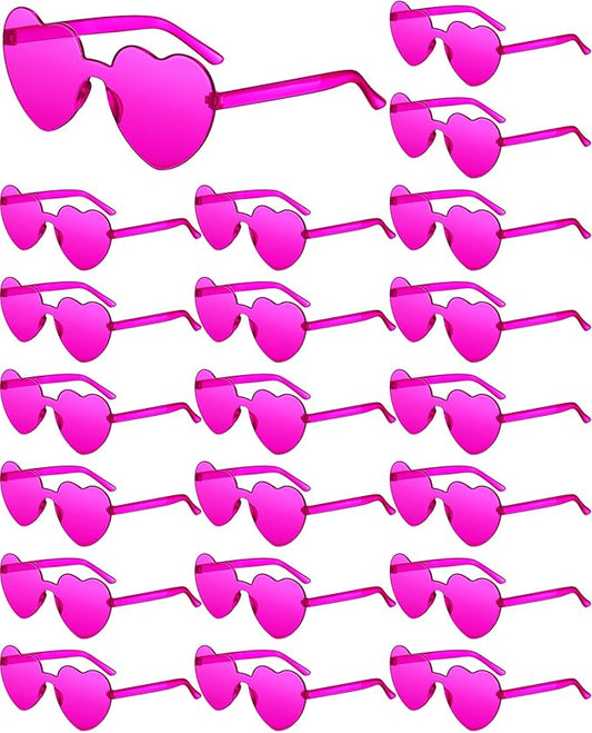 Frienda 20 Pairs Heart Shaped Sunglasses Rimless Candy Color Glasses for Women Men Party Favor