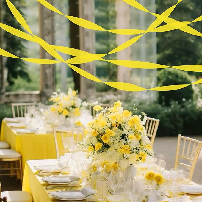 8 Rolls Crepe Paper Streamers, Yellow Streamers Party Decorations for Baby Shower Bridal Shower Wedding Bachelorette Party Birthday Boho Decor