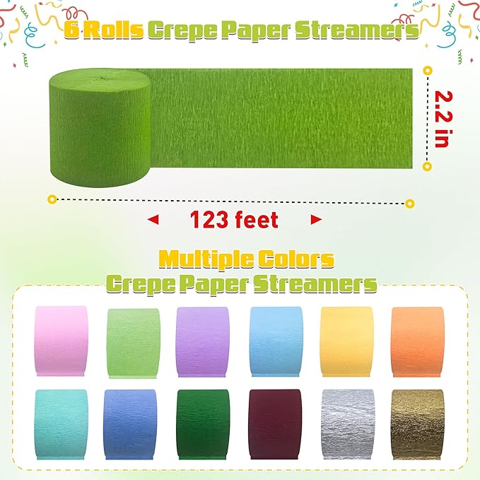 Oun Nana Baby Pink Crepe Paper Streamers Party Decorations, 6 Rolls 738 Ft Party Streamers for Birthday, Baby Shower, Wedding, Graduation, Backdrops, Ceilings and DIY Crafts