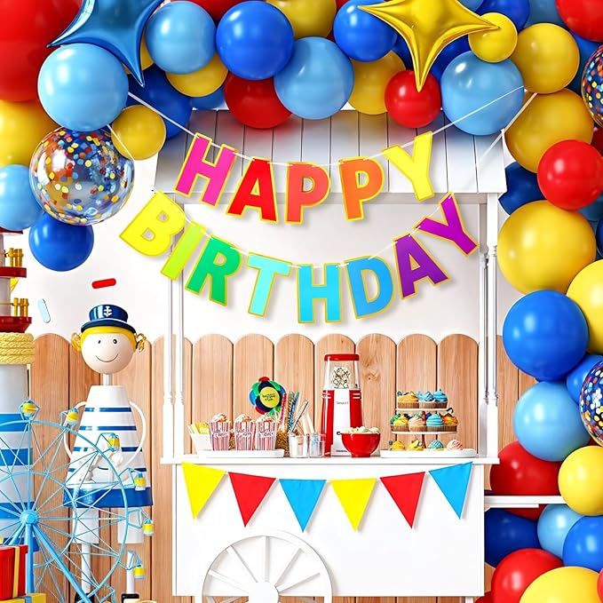 Happy Birthday Banner - 9 ft Pre-Strung Backdrop Sign for Women, Men, Girls, Boys - No DIY Colorful Birthday Decorations & Party Supplies