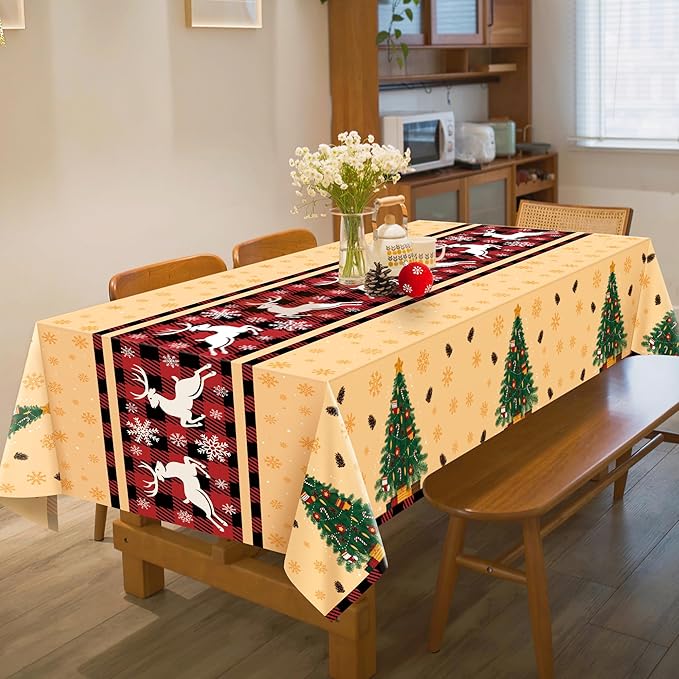 OHOME Christmas Party Decorations - Christmas Tablecloth | Xmas Decorations Party Favors Supplies for Door Table Decor Backdrop Banner Indoor Outdoor,2 Pack
