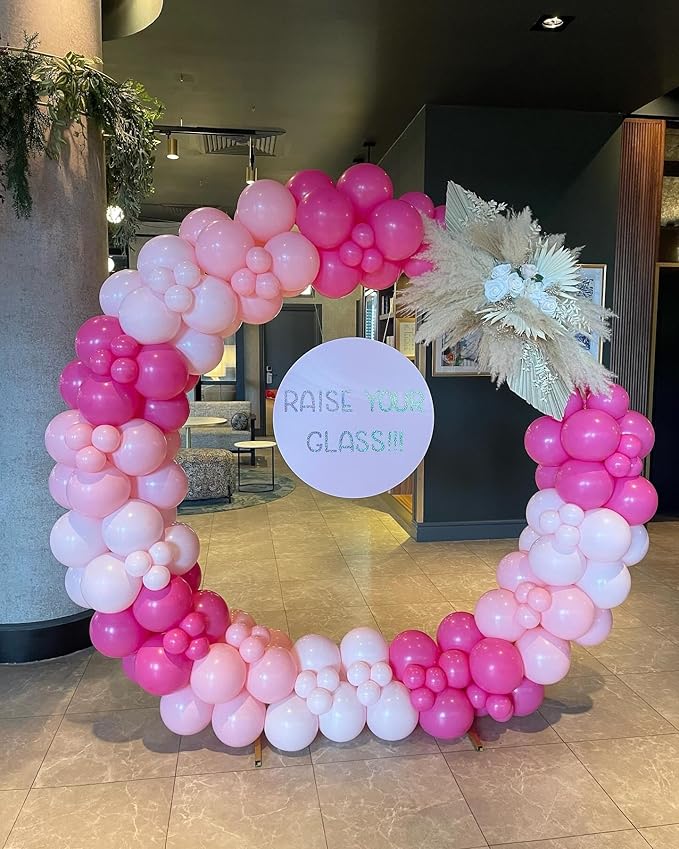 Pink Balloon Garland Arch Kit, Kelfara 109Pcs Hot Pink Latex Pastel Pink Balloon, 18 12 10 5 Inch Latex Balloons for Wedding Birthday Princess Theme Bridal Baby Shower Bridal Shower Party Decorations
