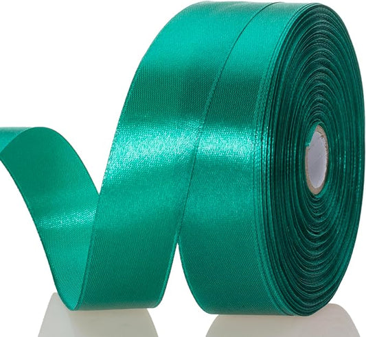 YASEO 1 Inch Teal Solid Satin Ribbon, 50 Yards Craft Fabric Ribbon for Gift Wrapping Floral Bouquets Wedding Party Decoration