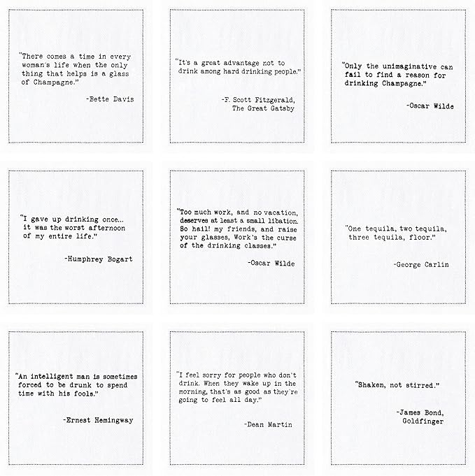 Five Star Funny Literary Bar Quotes | White Cotton Cocktail Napkins | 50 Luxury Disposable Beverage Napkins with Witty Bar Quotes | Drink Napkins for Parties, Bars, Weddings & Game Nights