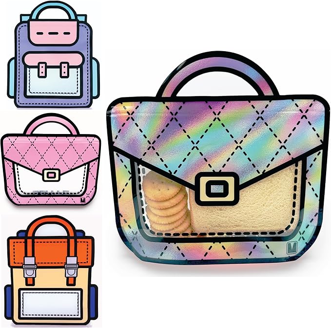 20 Pack Gift Bags for Kids Birthday Party Supplies - Bulk Goodie Bag for Candy, Snacks, or Favors with Resealable Ziplock Seal (Holographic/Small)
