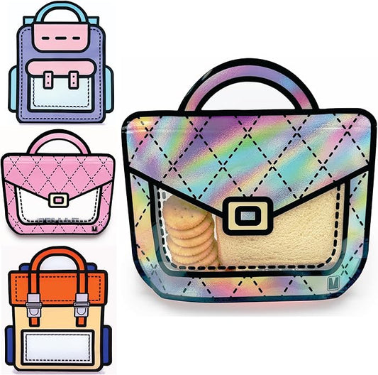 20 Pack Gift Bags for Kids Birthday Party Supplies - Bulk Goodie Bag for Candy, Snacks, or Favors with Resealable Ziplock Seal (Holographic/Large)