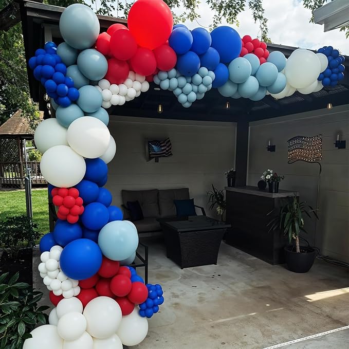 Red White and Blue Balloons, Memorial Day Patriotic 250th Anniversary USA Baseball Balloon Red Royal Blue Balloons for Birthday Graduation 4th of July Independence Day Patriotic Party Decorations