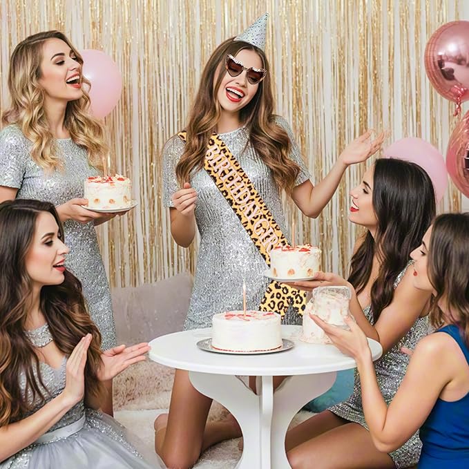 Cheetah Print Happy Birthday Decorations Set - BIRTHDAY GIRL Leopard Birthday Sash & Sunglasses, Funny Bday Decoration Accessories for Women Party Favors Supplies