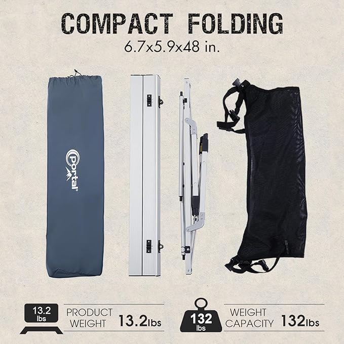 Portal Camping Table Portable Foldable with Adjustable Legs, Aluminum Folding Table Roll Up Table with Carrying Bag for Outdoor, Beach, Picnic, Backyards, BBQ and Party, Silver, Big