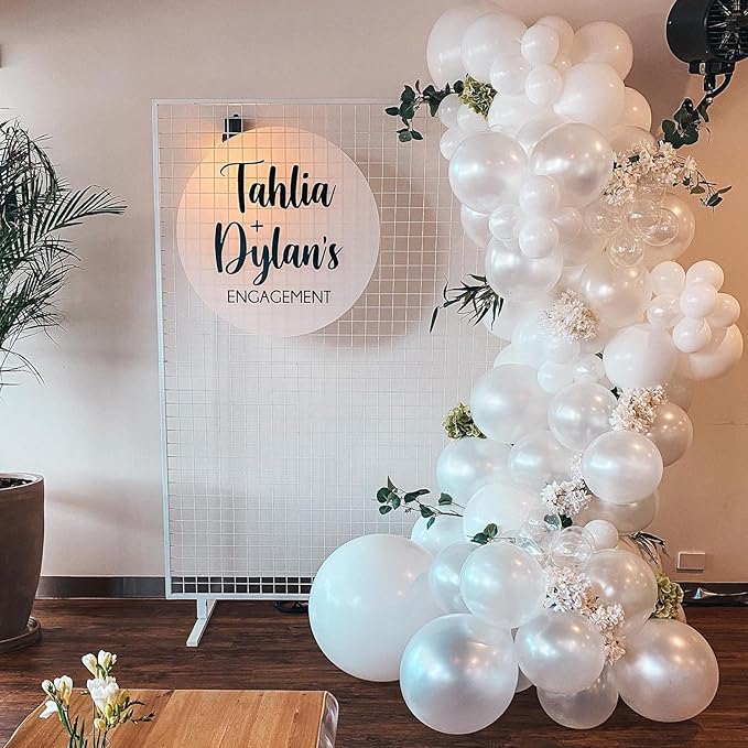 HILAVO White Balloons 12 Inch Wedding Pearl White Latex Balloons, Thicker Matte White Clear Party Helium Balloon Set for Birthday Engagement Anniversary Bridal Shower Winter Christmas Party Decoration