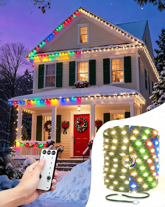 Outdoor String Lights, 328FT 1000 LED Fairy Lights, IP65 Waterproof Outside with Remote, 8 Lighting Modes Dimmable Timer Hanging LED Lamp for Camping Garden Patio Christmas Decor Yard Fence Tree