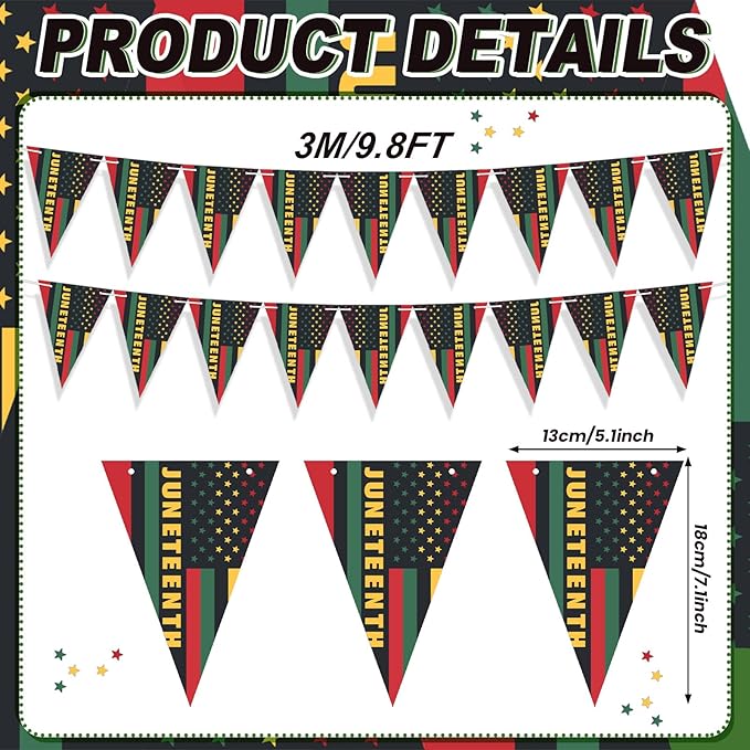 5 Pcs Juneteenth Paper Banners June 19th Paper Banners for African American Festival Celebration Supplies Outdoor Decorations