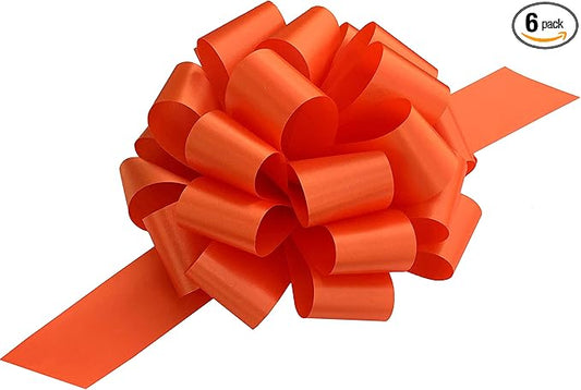 Large Orange Gift Pull Bows - 9" Wide, Set of 6, Easter, Spring, Birthday, Baby Shower, Fundraiser, School Colors, Office, Decoration, Basket, Fall Decor, Autumn, Halloween, Thanksgiving, Christmas