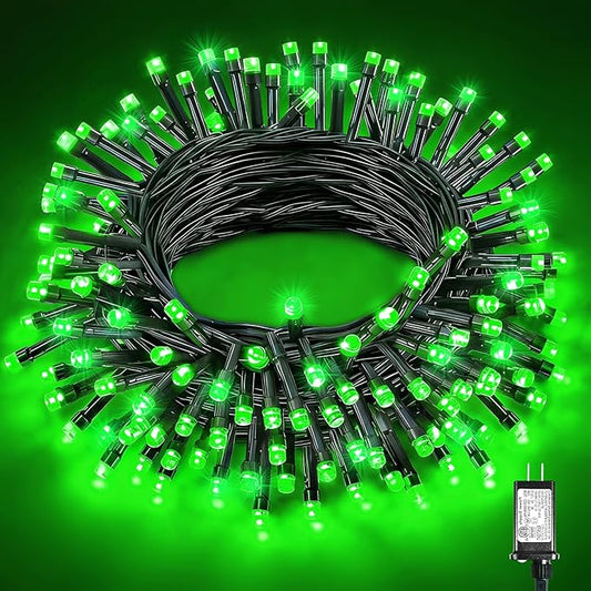 Green Christmas String Lights, 40FT 120 LED Plug in Christmas Lights Outdoor Waterproof, 8 Modes Connectable Green Wire Fairy Twinkle Lights for Indoor Garden Home Party Holiday Decorations